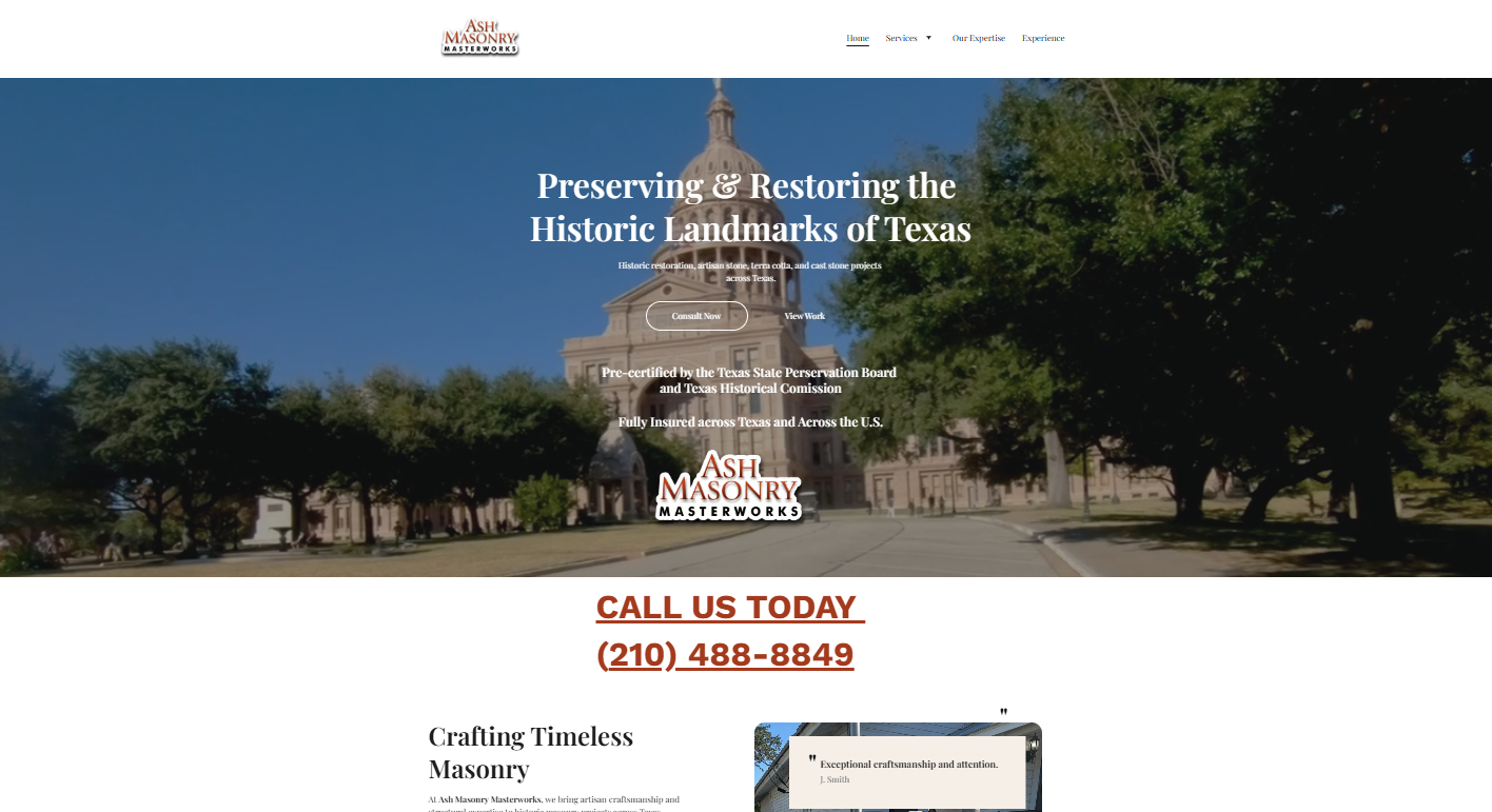 Ash Masonry new website screenshot